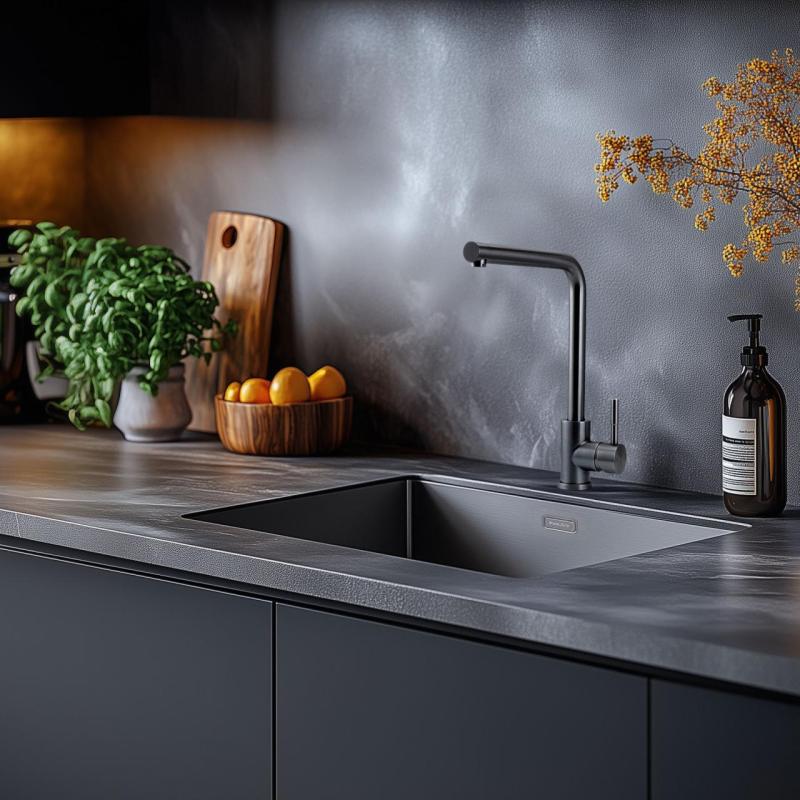Pure.Sink Prestige Комплект Gun metal мивка 50x40 см с Gun metal кухненски чешмичка 1208970763
