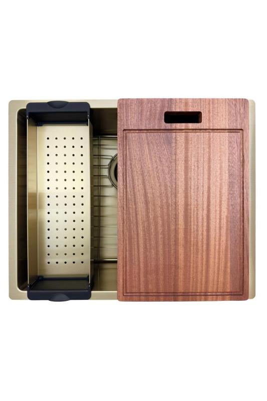 Pure.Sink Prestige Комбиниран комплект Златен мивка 50x40 см със Златен кухненски чешмич 1208970764