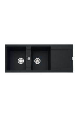 Франке Марис MRG 621 Фрагранит Мат Черен Двоен Мивкa 116 x 50 cm Построен със Секция за Отцеждане 114.0628.970