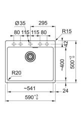 Franke Maris MRG 610-50 TL Fragranite Mat Черен Повърхностен мивката с отвор за смесител 114.0668.630