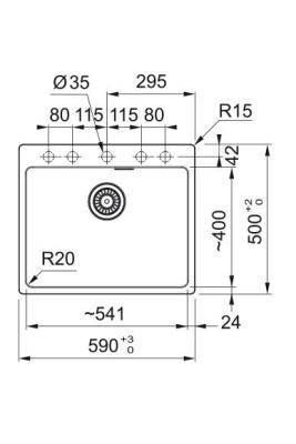 Franke Maris MRG 610-50 TL Fragranite Mat Черен Повърхностен мивката с отвор за смесител 114.0668.630