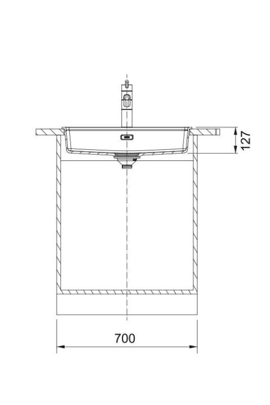 Франке Марис MRG 610-60 Care Fragranite Мат Черен плитък умивник за хора с увреждания 635 x 559 мм Монтаж с отвор за чешма 114.0729.484