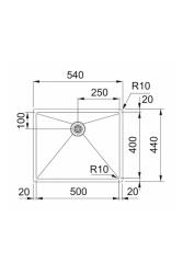Franke Bolero Plus New R10 B2X 210-50-40 RVS Мивка за вграждане, подмонтаж и надстройка 50x40 см 127.0728.977