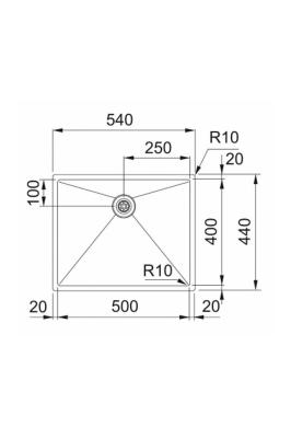 Franke Bolero Plus New R10 B2X 210-50-40 RVS Мивка за вграждане, подмонтаж и надстройка 50x40 см 127.0728.977