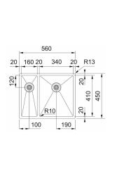 Franke Bolero Plus New R10 B2X 260-34-16 BR 1,5 Половинчат Инокс Мивка Плоско вграждане, под вграждане и надстройка 56x45 см 127.0733.338
