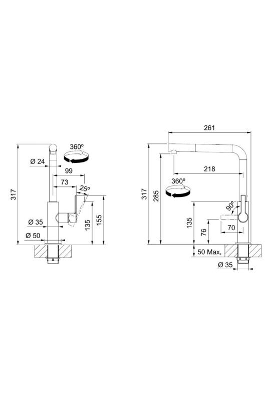 Franke Maris Slim L кухненски смесител хром с издърпващ се чучур 115.0728.393