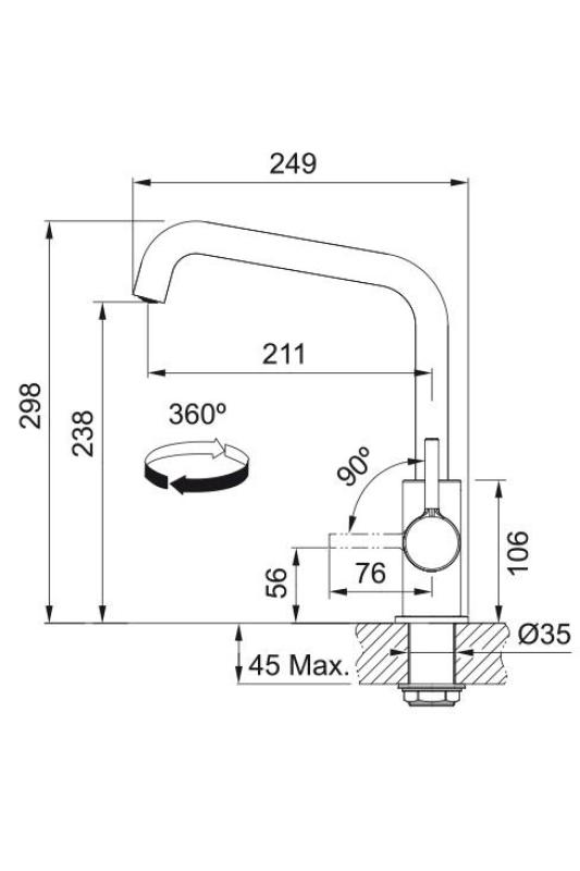 Франке Лина U Кухненски чучур с въртящ се изход Хром 115.0728.473