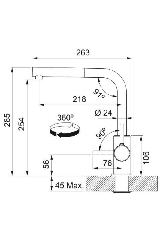 Франке Лина Л кухненски смесител черен с издърпващ се тръбопровод 115.0712.435