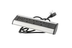 Бюро удължителен кабел с ъглови 3x UK контакти, 2x USB 2.1A 5V (сребрист) БЕЗ ЛОГО