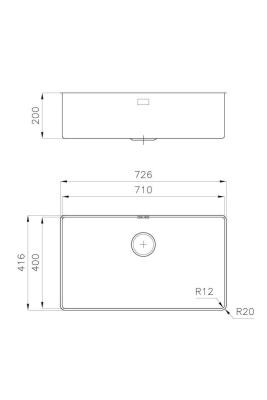 Foster Phantom Slimline неръждаема стомана мивка 71x40cm Вградена за керамични плотове 1208971121
