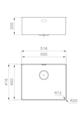Foster Phantom Slimline RVS Мивка 50x40cm за вграждане под керамични плотове 1208971122
