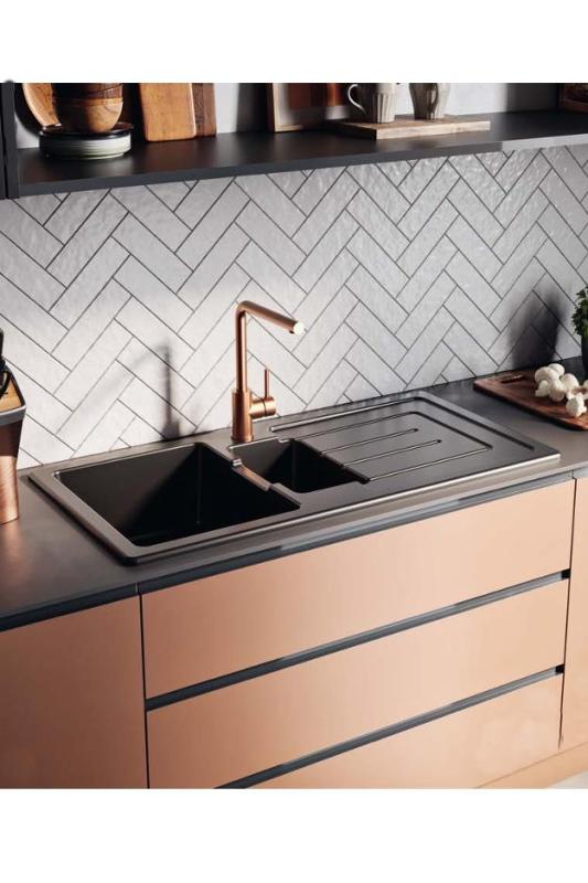 Ausmann Ceramic Sylva 1,5 Керамична Черна мат Мивка с място за изсушаване 1000 x 500 мм 1208971127