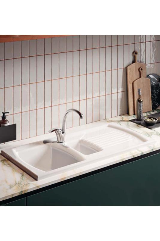 Ausmann Ceramic Crest 1,5 Керамична Бяла Мивка със Зона за Отцеждане 995 x 497 mm  1208971131