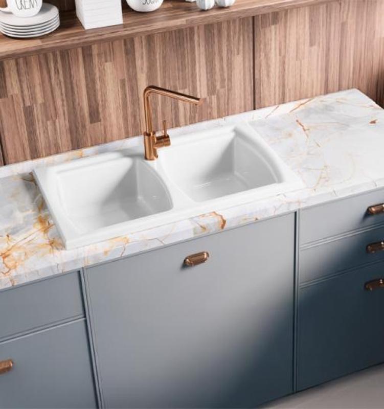 Ausmann Ceramic Crest Двойна керамична бяла мивка 860 x 500 мм 1208971133