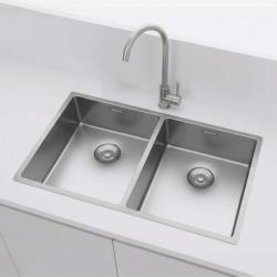 Pure.Sink Prestige Двойно RVS мивка 70x40 см радиус 10мм подстройка, равнинна конструкция и надстройка PPG343440-02