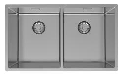Pure.Sink Prestige Двойно RVS мивка 70x40 см радиус 10мм подстройка, равнинна конструкция и надстройка PPG343440-02