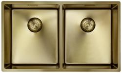 Pure.Sink Prestige Двоен златен мивката 70x40 см радиус 10мм за вграждане, плоско монтаж и надстройка PPG343440-60