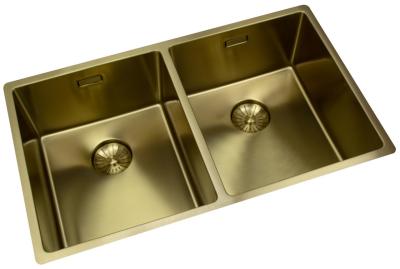 Pure.Sink Prestige Двоен златен мивката 70x40 см радиус 10мм за вграждане, плоско монтаж и надстройка PPG343440-60