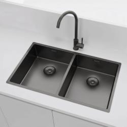 Pure.Sink Prestige Двоен гън метал мивка 70x40 cm 10mm радиус подградна, плоска и надградна PPG343440-61