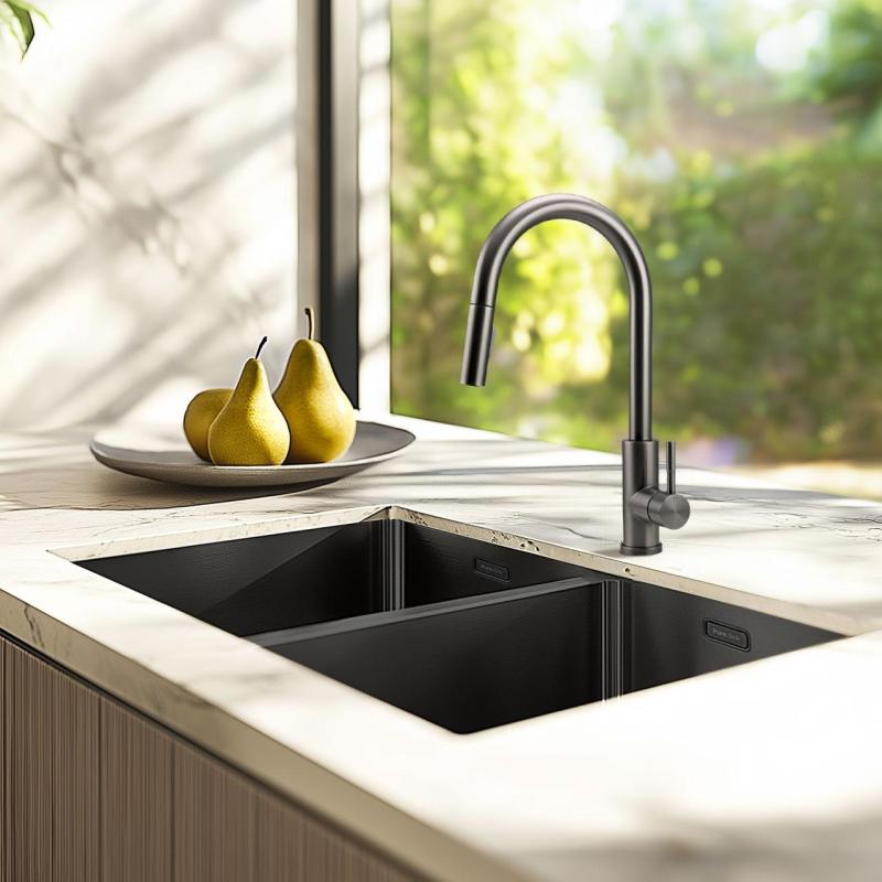 Pure.Sink Prestige Двоен гън метал мивка 70x40 cm 10mm радиус подградна, плоска и надградна PPG343440-61