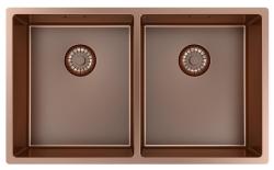 Pure.Sink Prestige Двойно медно мивко 70x40cm 10mm радиус за монтаж под плот, монтаж в равнина и повърхностен монтаж PPG343440-62