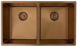 Pure.Sink Prestige Двойно медно мивко 70x40cm 10mm радиус за монтаж под плот, монтаж в равнина и повърхностен монтаж PPG343440-62