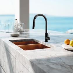 Pure.Sink Prestige Двойно медно мивко 70x40cm 10mm радиус за монтаж под плот, монтаж в равнина и повърхностен монтаж PPG343440-62
