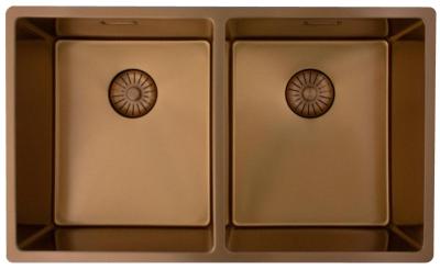 Pure.Sink Prestige Двойно медно мивко 70x40cm 10mm радиус за монтаж под плот, монтаж в равнина и повърхностен монтаж PPG343440-62