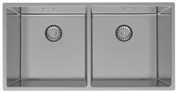 Pure.Sink Prestige Двойно неръждаемо стоманено мивка 82x40 см, с радиус 10мм за вграждане, нивелиране и монтаж PPG404040-02