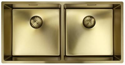 Pure.Sink Prestige Двойно златно мивко 82x40 см 10mm радиус за вграждане, плоско монтиране и надстройка PPG404040-60