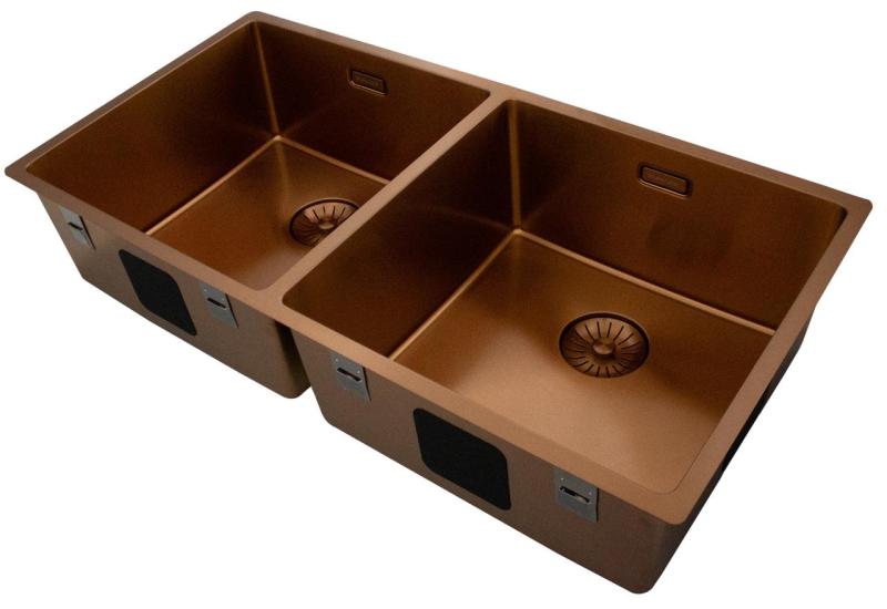 Pure.Sink Prestige Двойно медно мивко 82x40 см 10mm радиус подградна, вградена и надстройка PPG404040-62