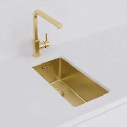 Pure.Sink Exclusivo малко златно мивка 18x40 см 10mm радиус за вграждане, плоско вграждане и надстройка PEX1840-60