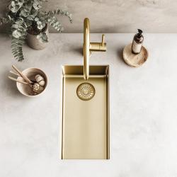 Pure.Sink Exclusivo малко златно мивка 18x40 см 10mm радиус за вграждане, плоско вграждане и надстройка PEX1840-60