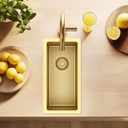 Pure.Sink Exclusivo малко златно мивка 18x40 см 10mm радиус за вграждане, плоско вграждане и надстройка PEX1840-60