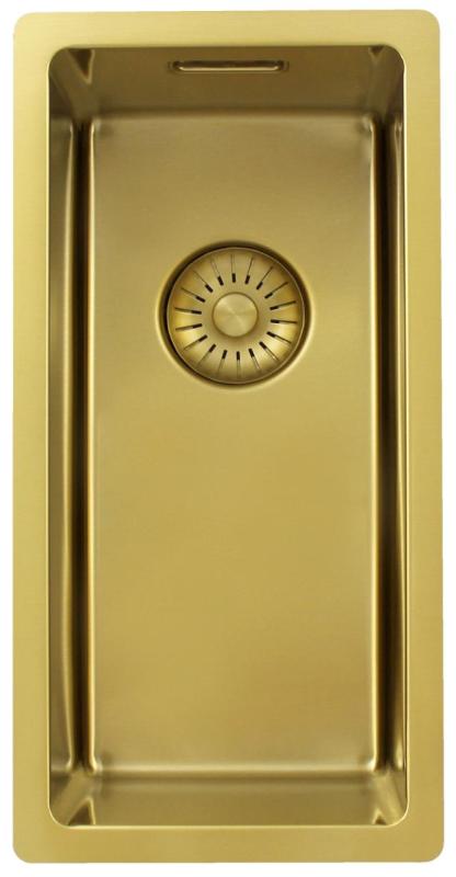 Pure.Sink Exclusivo малко златно мивка 18x40 см 10mm радиус за вграждане, плоско вграждане и надстройка PEX1840-60