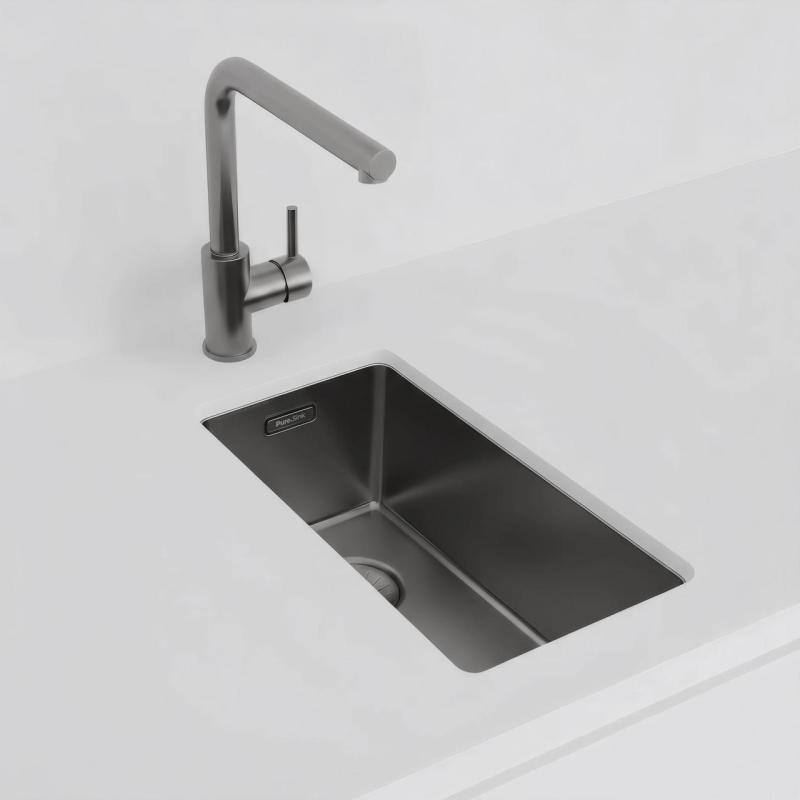 Pure.Sink Exclusivo Gun metal малко мивка 18x40 см 10mm радиус за вграждане, плоско вграждане и построяване PEX1840-61