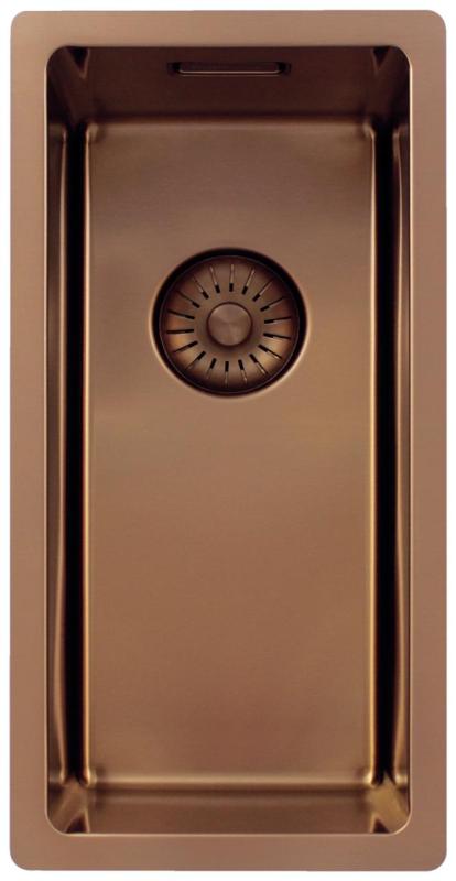 Pure.Sink Exclusivo малко медно мивка 18x40 см радиус 10мм за вграждане, плоско вграждане и надстройка PEX1840-62