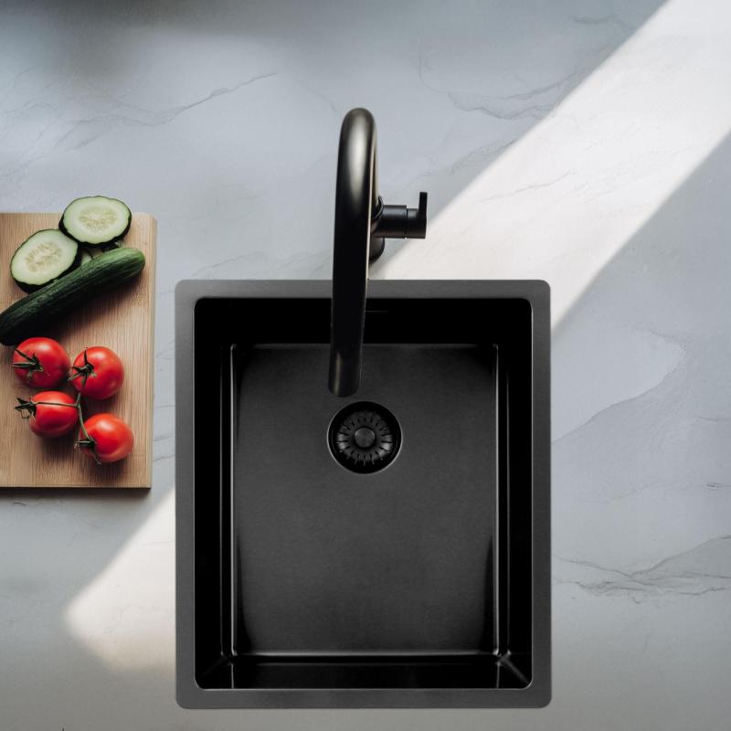 Pure.Sink Exclusivo Гън метал мивка 34x40 см 10mm радиус подградна, плоска и надградна PEX3440-61