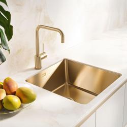 Pure.Sink Exclusivo Златен мивка 40x40 см 10мм радиус за вграждане, плоско вграждане и надстройка PEX4040-60