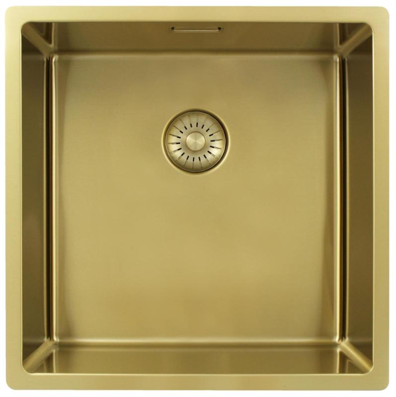 Pure.Sink Exclusivo Златен мивка 40x40 см 10мм радиус за вграждане, плоско вграждане и надстройка PEX4040-60