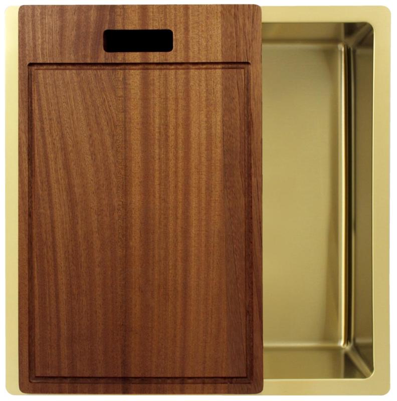 Pure.Sink Exclusivo Златен мивка 40x40 см 10мм радиус за вграждане, плоско вграждане и надстройка PEX4040-60