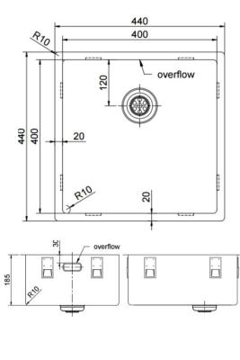 Pure.Sink Exclusivo Gun metal мивка 40x40 см 10mm радиус подградба, плоска градба и надстройка PEX4040-61