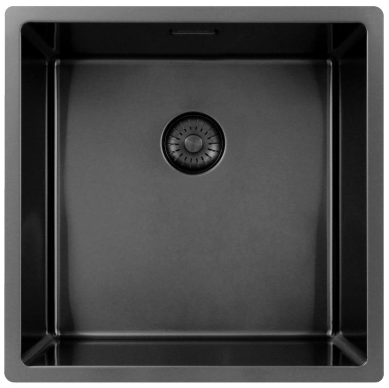 Pure.Sink Exclusivo Gun metal мивка 40x40 см 10mm радиус подградба, плоска градба и надстройка PEX4040-61