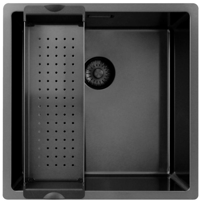 Pure.Sink Exclusivo Gun metal мивка 40x40 см 10mm радиус подградба, плоска градба и надстройка PEX4040-61