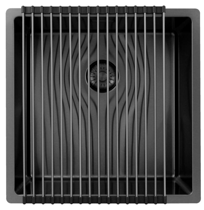 Pure.Sink Exclusivo Gun metal мивка 40x40 см 10mm радиус подградба, плоска градба и надстройка PEX4040-61