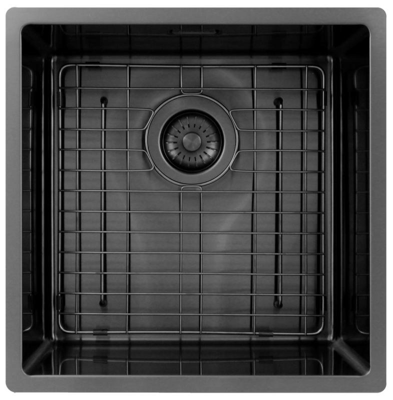 Pure.Sink Exclusivo Gun metal мивка 40x40 см 10mm радиус подградба, плоска градба и надстройка PEX4040-61