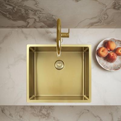 Pure.Sink Exclusivo Златен мивка 45x40 см 10мм радиус за вграждане, плоско вграждане и надстройка PEX4540-60
