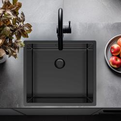 Pure.Sink Exclusivo Гън метал мивка 45x40 см 10mm радиус подградна, плоска градка и надградка PEX4540-61