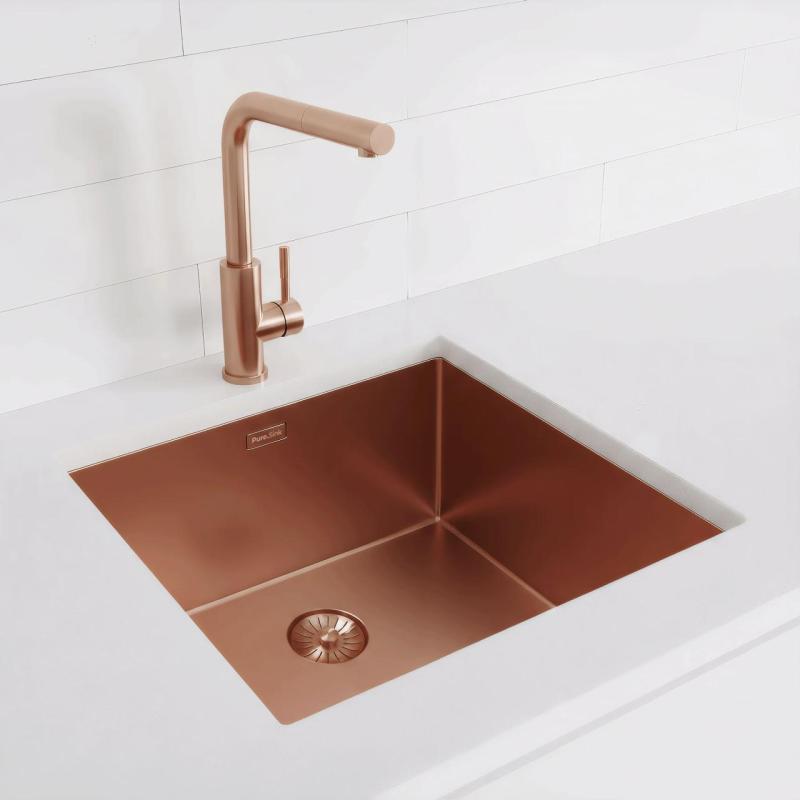Pure.Sink Exclusivo Меден мивка 45x40 см радиус 10мм подграда, плосък и надстройка PEX4540-62