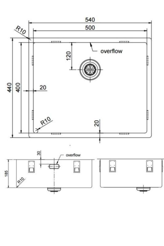 Pure.Sink Exclusivo RVS мивка 50x40 см 10mm радиус подграда, плоскостроене и надграда PEX5040-02